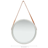 Wall Mirror with Strap 50 cm Silver