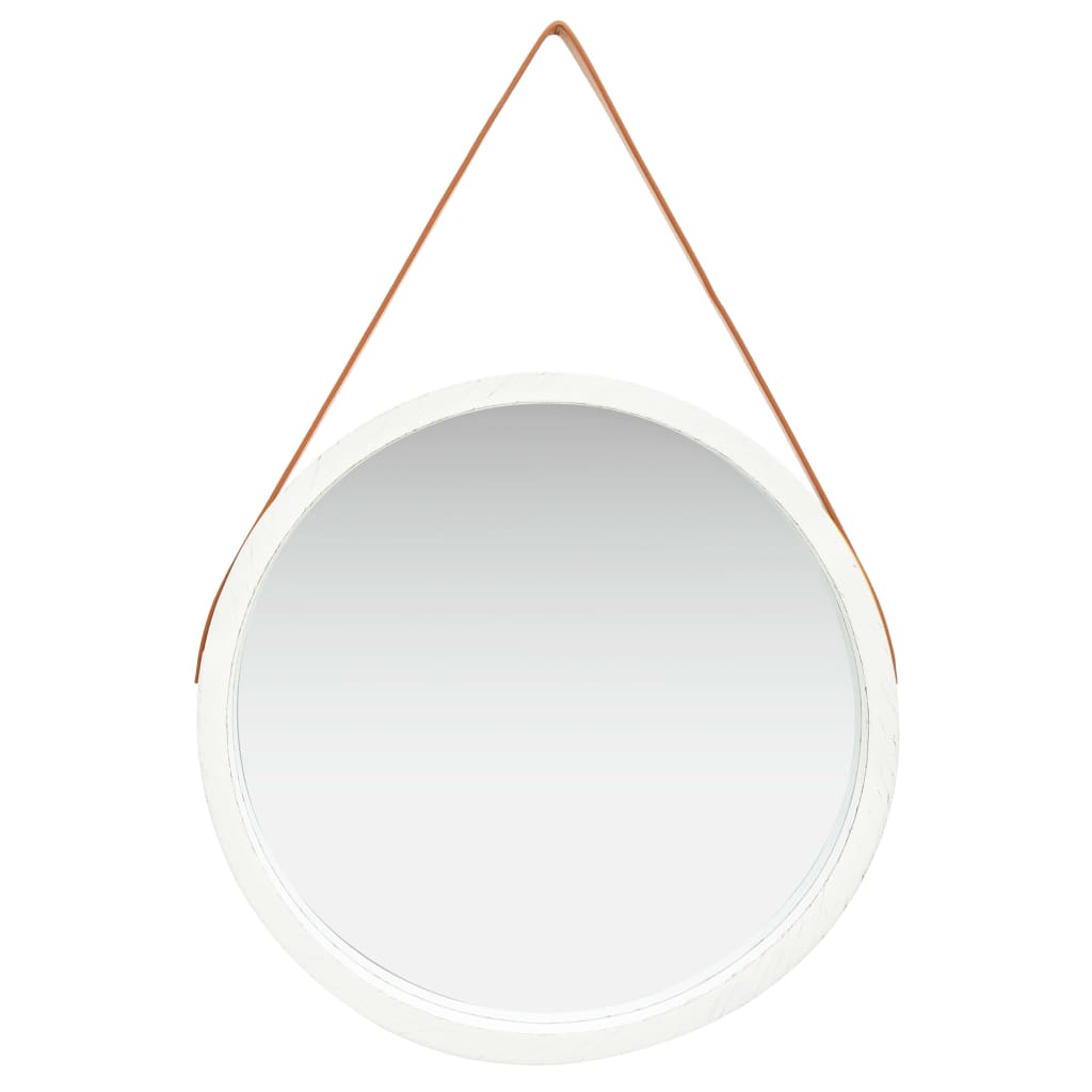 Wall Mirror with Strap 60 cm White