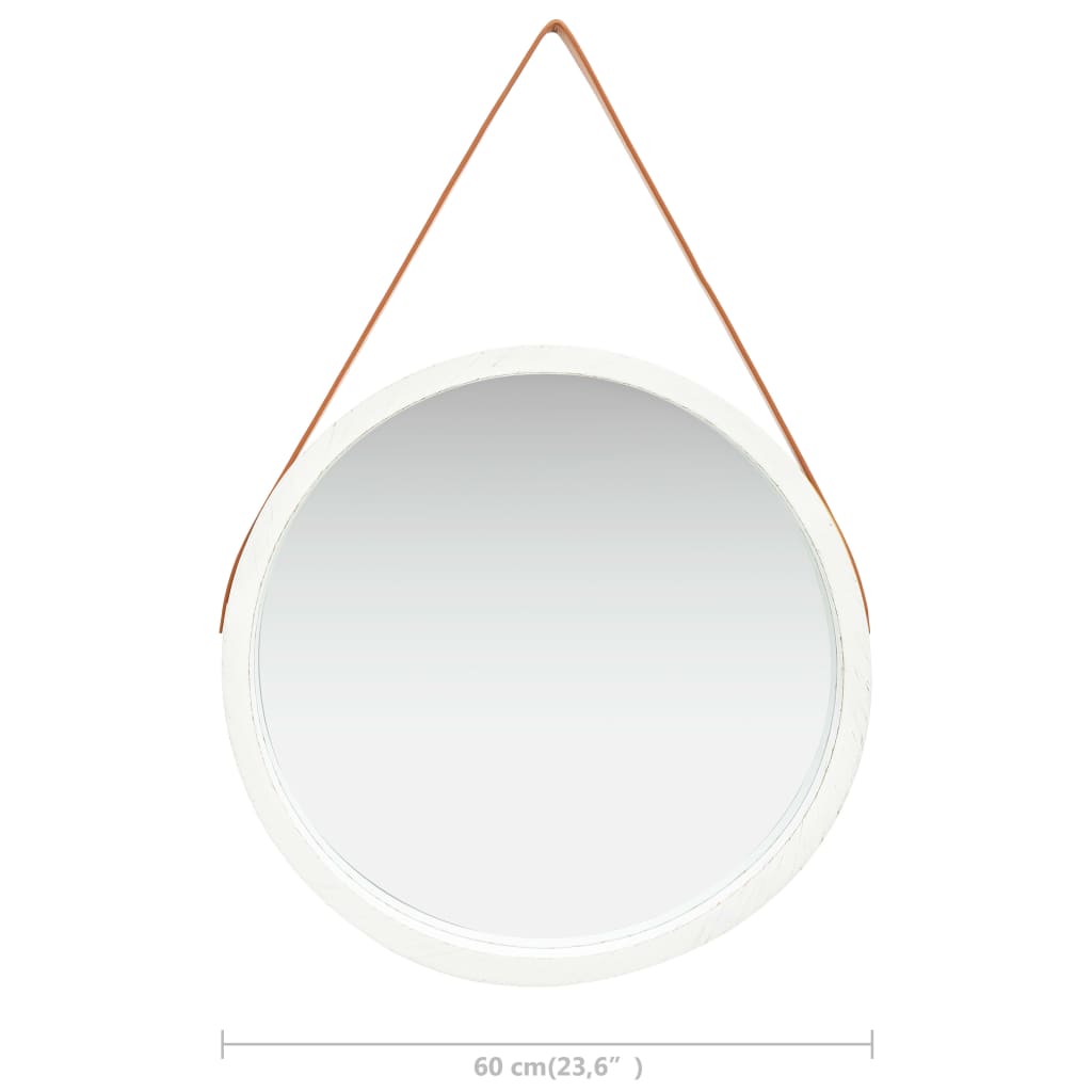 Wall Mirror with Strap 60 cm White