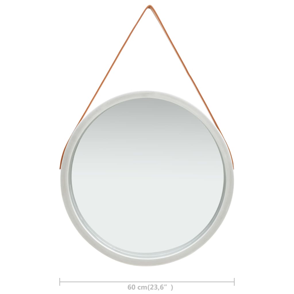 Wall Mirror with Strap 60 cm Silver