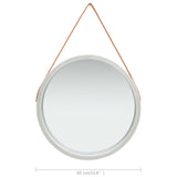 Wall Mirror with Strap 60 cm Silver - Rear View