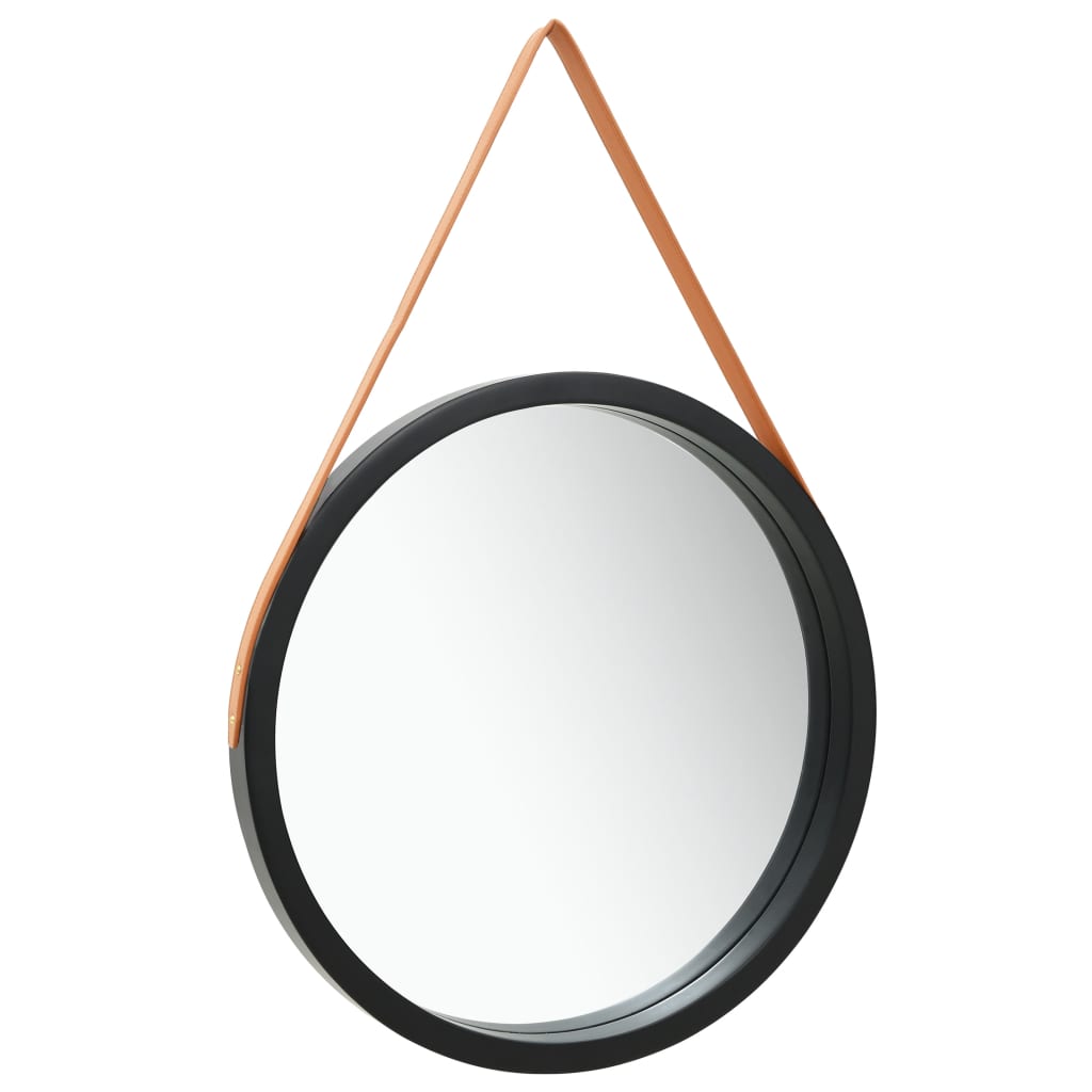 Wall Mirror with Strap 60 cm Black