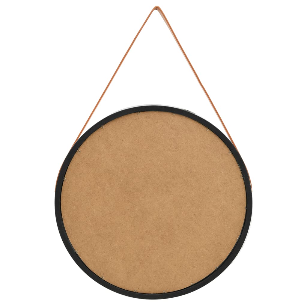 Wall Mirror with Strap 60 cm Black