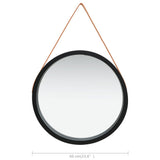 Wall Mirror with Strap 60 cm Black