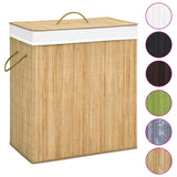 Bamboo Laundry Basket with 2 Sections 100 L - Front View