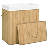Bamboo Laundry Basket with 2 Sections 100 L - Side View