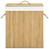 Bamboo Laundry Basket with 2 Sections 100 L - Top-Down View