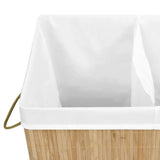 Bamboo Laundry Basket with 2 Sections 100 L - Close-Up Angle