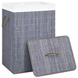 Bamboo Laundry Basket with 2 Sections Grey 72 L - Side View