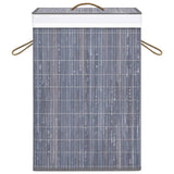 Bamboo Laundry Basket with 2 Sections Grey 72 L - Top-Down View