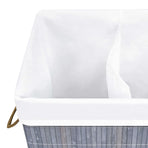 Bamboo Laundry Basket with 2 Sections Grey 72 L