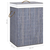 Bamboo Laundry Basket with 2 Sections Grey 72 L - Extra Image