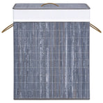 Bamboo Laundry Basket with 2 Sections Grey 100 L
