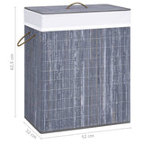 Bamboo Laundry Basket with 2 Sections Grey 100 L