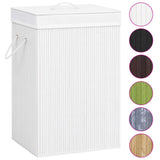 Bamboo Laundry Basket with 2 Sections White 72 L - Front View