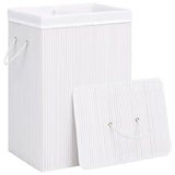 Bamboo Laundry Basket with 2 Sections White 72 L - Side View