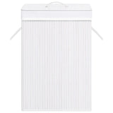 Bamboo Laundry Basket with 2 Sections White 72 L - Top-Down View