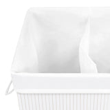Bamboo Laundry Basket with 2 Sections White 72 L - Close-Up Angle