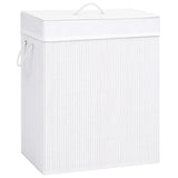 Bamboo Laundry Basket with 2 Sections White 100 L