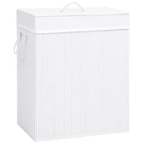 Bamboo Laundry Basket with 2 Sections White 100 L