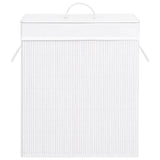Bamboo Laundry Basket with 2 Sections White 100 L