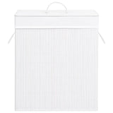 Bamboo Laundry Basket with 2 Sections White 100 L - Top-Down View