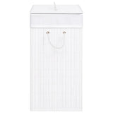 Bamboo Laundry Basket with 2 Sections White 100 L