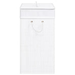 Bamboo Laundry Basket with 2 Sections White 100 L
