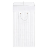 Bamboo Laundry Basket with 2 Sections White 100 L - 45-Degree Angle