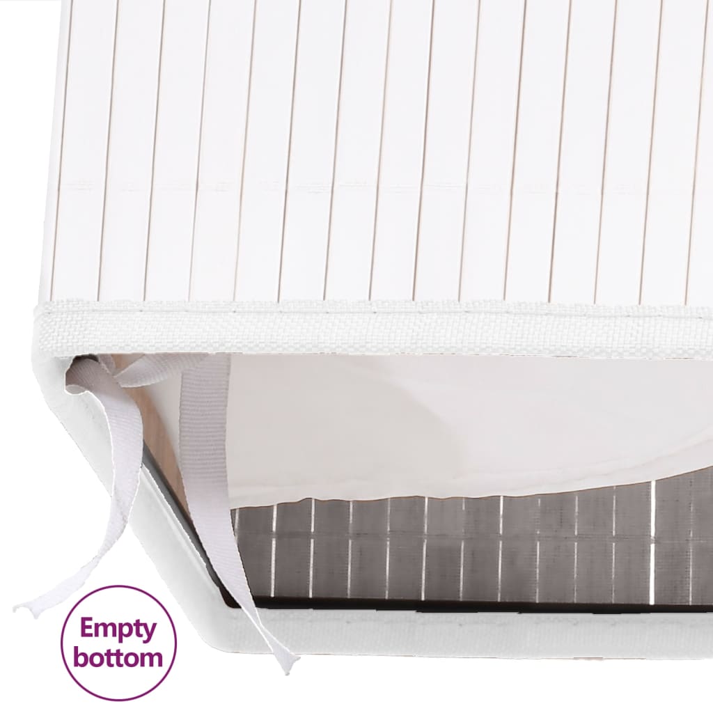 Bamboo Laundry Basket with 2 Sections White 100 L