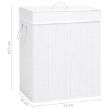 Bamboo Laundry Basket with 2 Sections White 100 L