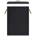 Bamboo Laundry Basket with 2 Sections Black 72 L