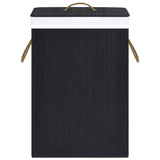 Bamboo Laundry Basket with 2 Sections Black 72 L - Top-Down View