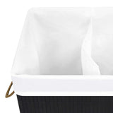 Bamboo Laundry Basket with 2 Sections Black 72 L - Close-Up Angle