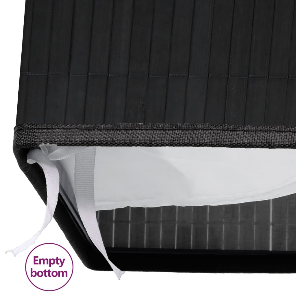 Bamboo Laundry Basket with 2 Sections Black 72 L