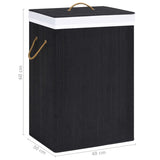Bamboo Laundry Basket with 2 Sections Black 72 L - Extra Image