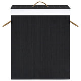 Bamboo Laundry Basket with 2 Sections Black 100 L
