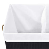 Bamboo Laundry Basket with 2 Sections Black 100 L - Close-Up Angle