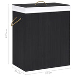 Bamboo Laundry Basket with 2 Sections Black 100 L - Extra Image