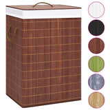 Bamboo Laundry Basket with 2 Sections Brown 72 L - Front View