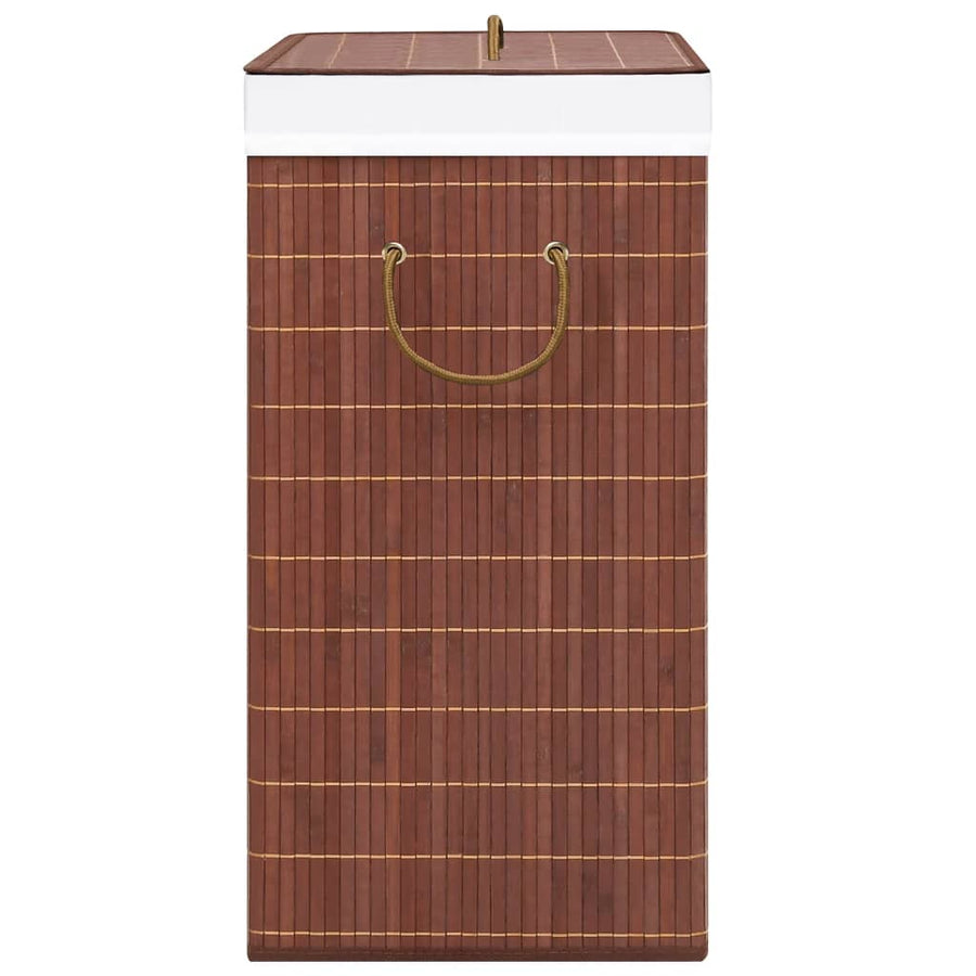 Bamboo Laundry Basket with 2 Sections Brown 72 L