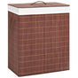 Bamboo Laundry Basket with 2 Sections Brown 100 L