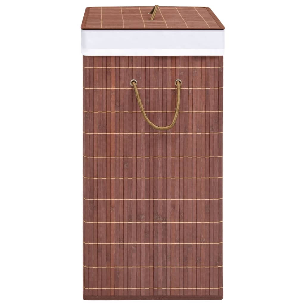 Bamboo Laundry Basket with 2 Sections Brown 100 L
