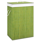 Bamboo Laundry Basket with 2 Sections Green 72 L - Front View