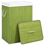 Bamboo Laundry Basket with 2 Sections Green 72 L