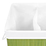 Bamboo Laundry Basket with 2 Sections Green 72 L - Close-Up Angle