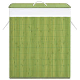 Bamboo Laundry Basket with 2 Sections Green 100 L