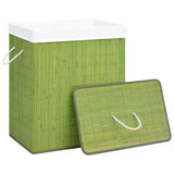 Bamboo Laundry Basket with 2 Sections Green 100 L - Top-Down View