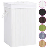 Bamboo Laundry Basket with Single Section White - Front View