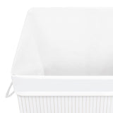 Bamboo Laundry Basket with Single Section White - Close-Up Angle